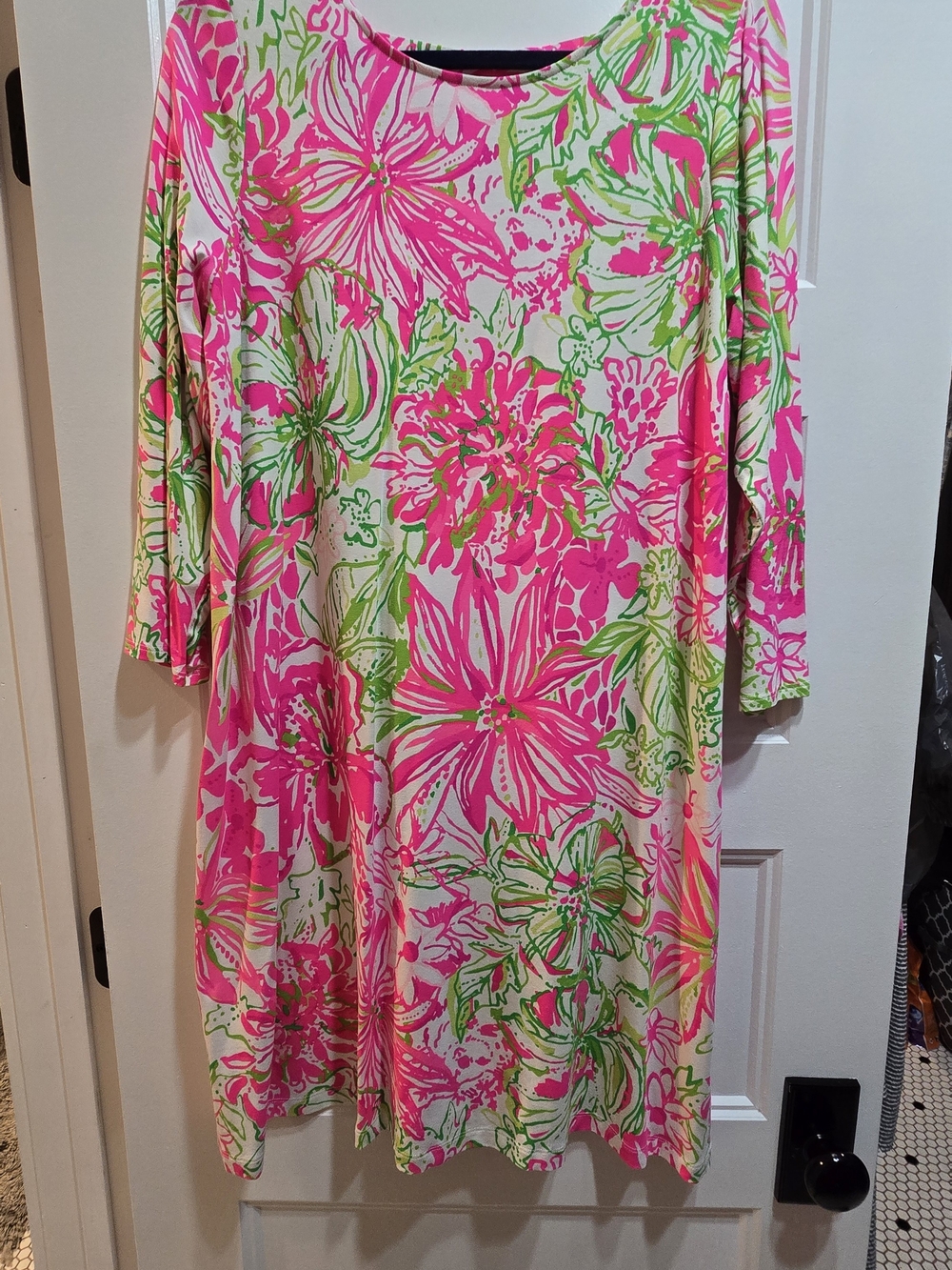 Lilly Pulitzer Neon Pink & Lime Green Floral Midi Dress size XL